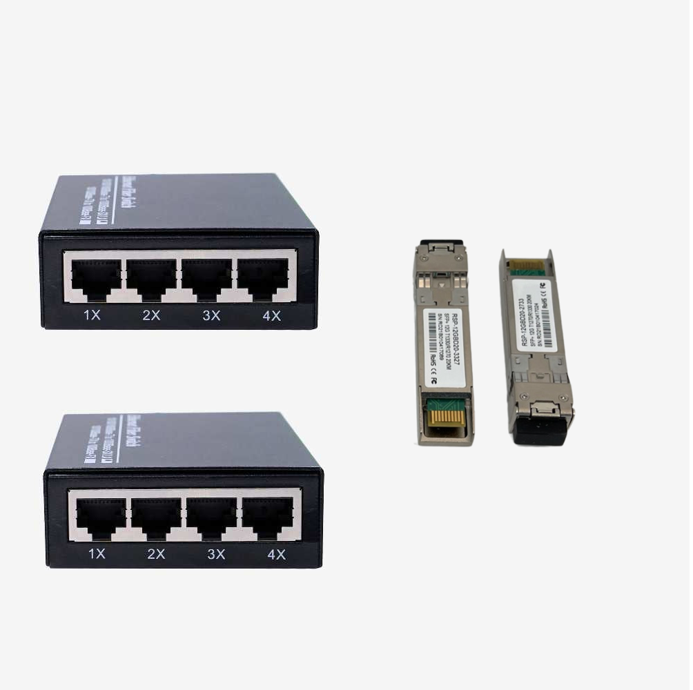 TA1 - FIBER ETHERNET/INTERNET-accessoire | voeg glasvezelsnelheid ethernet toe aan dezelfde kabel - 4 poorten FiberSwitch
