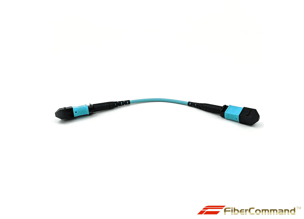 MPO FEMALE JUMPER | 12 Strands MPO Female to MPO Female Type-A Straight non crossing MultiMode fiber optic Jumper Cable 0.5 Feet Length