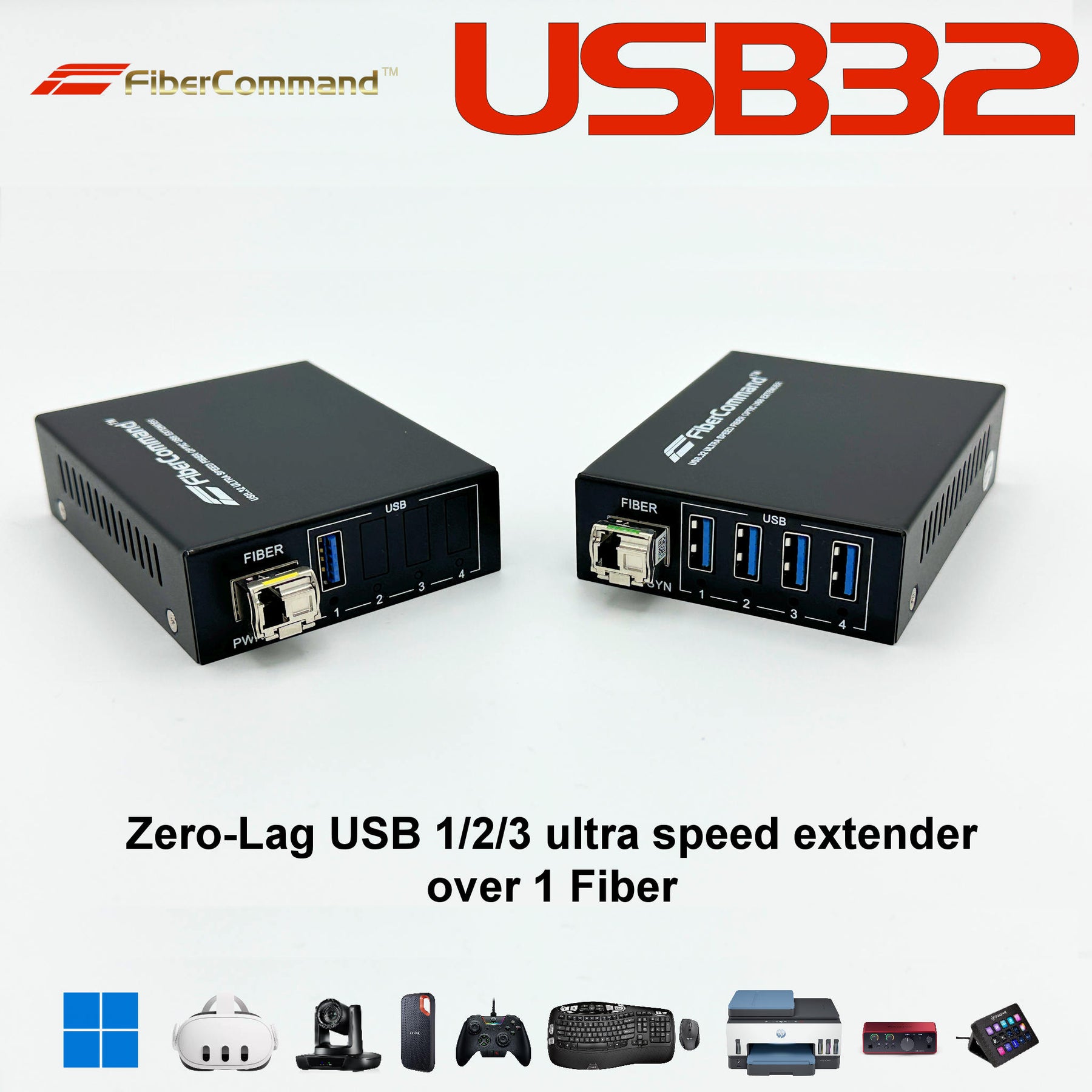 ubs-c usb-3 ultra speed extender for work or gaming over single fiber