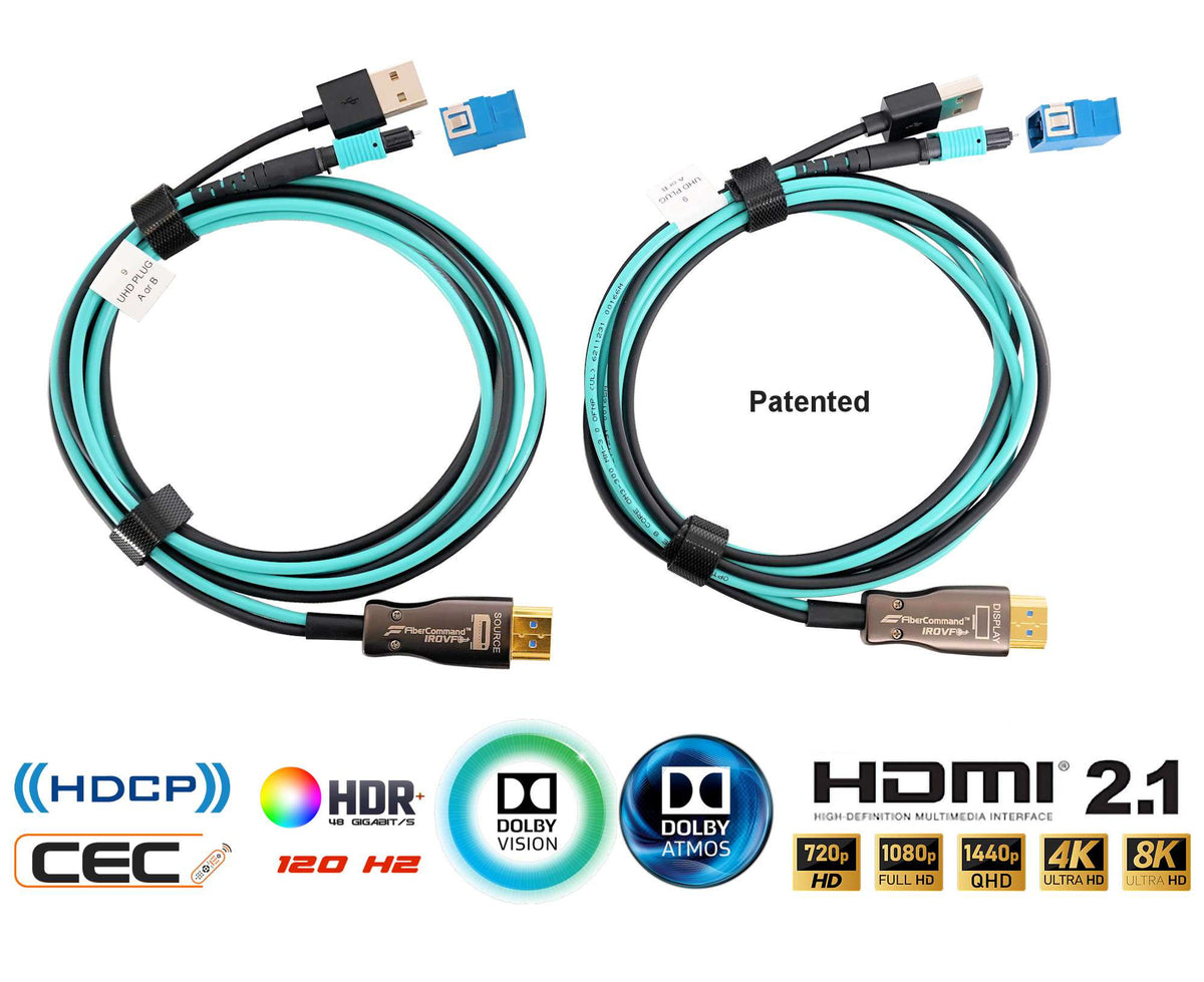 8K HDMI ファイバープラグ® |あらゆる光ファイバーケーブル用エクステンダー HDMI 2.1 ターミネーション