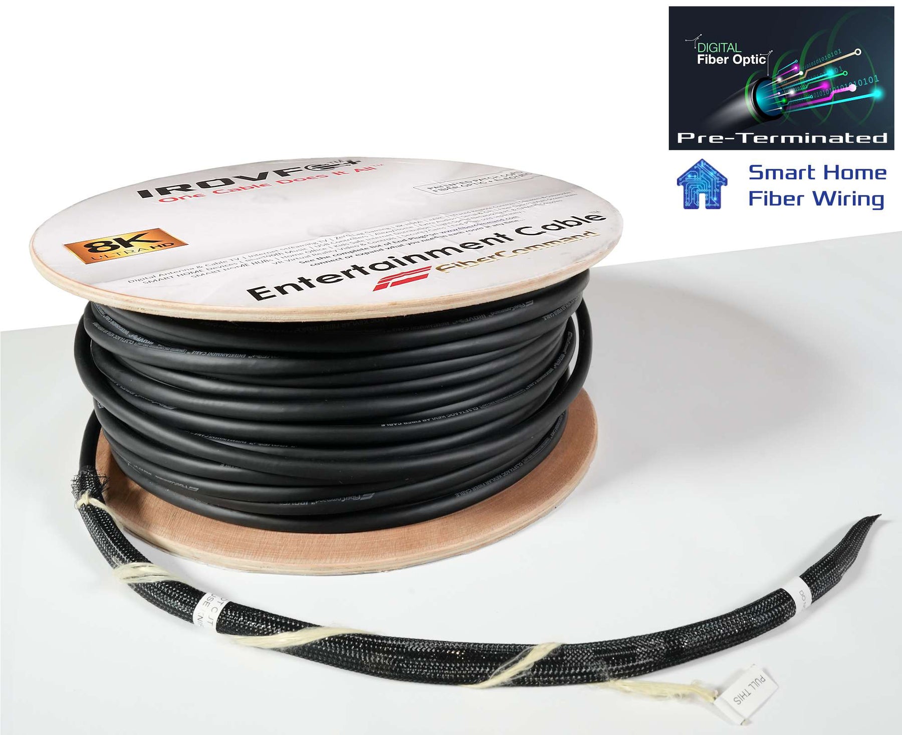 100Ft eARC Fiber Optic HDMI 2.1 Cable 8K@60Hz 4:4:4 48Gbps CL3 Rated–