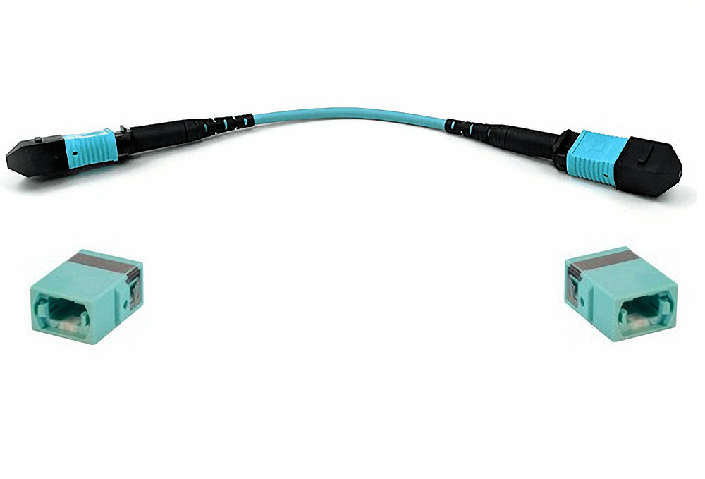 MPO MALE JUMPER |  12 Strands MPO Male to MPO Male Type-A Straight non crossing MultiMode fiber optic Jumper Cable KIT 0.5 Feet Length